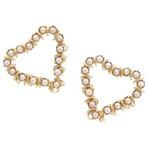 Moutton colleT Bisous Heart Shaped Earrings, Gold, NWT